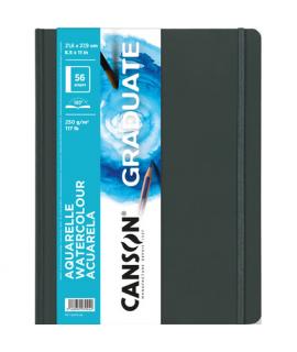 Canson Graduate Acuarela Cuaderno con 28 Hojas - 21.6x27.9cm - 250g - Grano Fino - Color Blanco