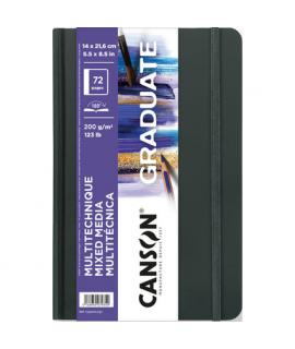 Canson Graduate Mix Media Cuaderno - 36 Hojas de 14x21.6cm - 200g - Grano Fino - Color Blanco