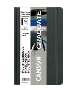 Canson Graduate Mix Media Cuaderno con 32 Hojas - 14x21.6cm - 220g - Grano Fino - Color Gris