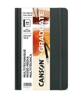 Canson Graduate Mix Media Cuaderno con 32 Hojas - 14x21.6cm - 220g - Grano Fino - Color Ocre