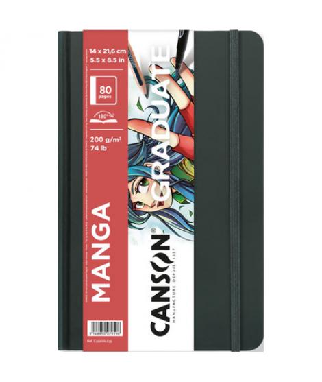 Canson Graduate Manga Cuaderno con 40 Hojas - 14x21.6cm - 200g - Grano Liso - Color Blanco