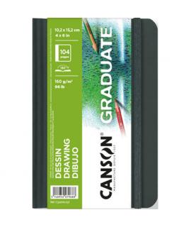 Canson Graduate Dibujo Cuaderno con 52 Hojas - 10.2x15.2cm - 160g - Grano Fino - Color Blanco