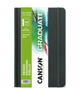 Canson Graduate Dibujo Cuaderno con 52 Hojas - 14x21.6cm - 160g - Grano Fino - Color Blanco