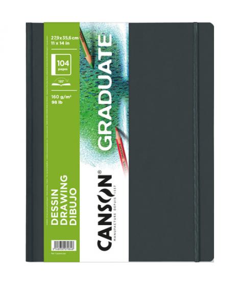 Canson Graduate Dibujo Cuaderno con 52 Hojas - 27.9x35.6cm - 160g - Grano Fino - Color Blanco