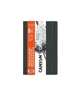 Canson Graduate Sketch Cuaderno con 92 Hojas - 14x21.6cm - 90g - Grano Fino - Tapa Dura - Color Gris Oscuro