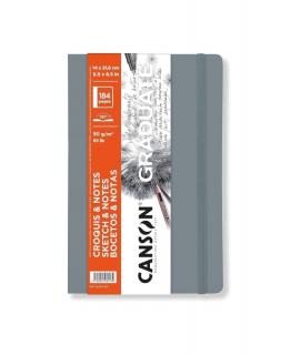 Canson Graduate Sketch Cuaderno con 92 Hojas - 14x21.6cm - 90g - Grano Fino - Tapa Blanda - Color Gris Claro