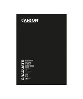 Canson Graduate Dibujo y Esbozo Cuaderno Grapado con 20 Hojas A3 - 140g - Grano Fino - Color Blanco