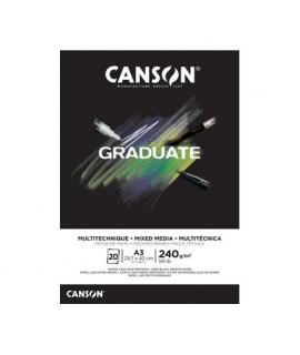 Canson Graduate Mix Media Bloc Encolado de 20 Hojas A5 - 240g - Grano Fino - Color Negro