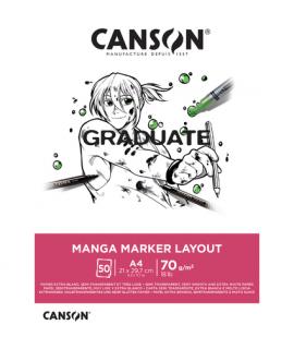 Canson Graduate Manga Layout Bloc Encolado de 20 Hojas A4 - 70g - Extraliso - Color Blanco