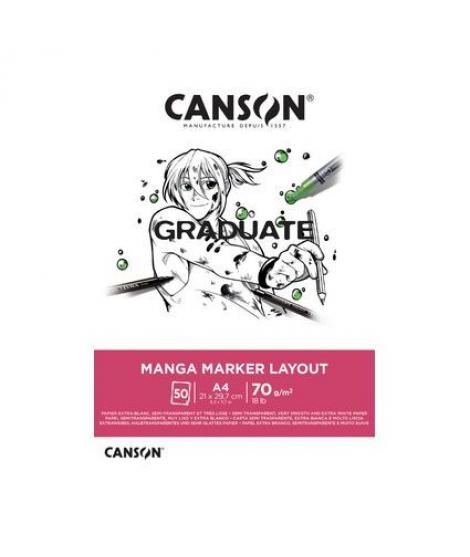 Canson Graduate Manga Layout Bloc Encolado de 20 Hojas A3 - 70g - Extraliso - Color Blanco