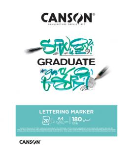 Canson Graduate Lettering Rotulador Bloc Encolado de 20 Hojas A4 - 180g - Satinado - Color Blanco