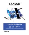 Canson Graduate Lettering Multitecnica Bloc Encolado de 20 Hojas A4 de 200g - Satinado - Color Blanco