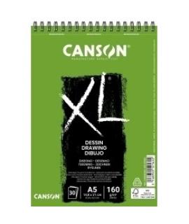 Canson XL Dibujo Album Espiral de 30 Hojas A5 - 160g - Grano Ligero - Color Blanco