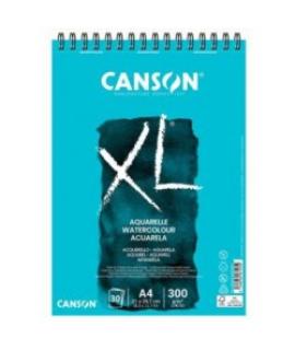 Canson XL Papel de Acuarela Album Espiral de 30 Hojas A5 de 300g - Grano Fino - Color Blanco