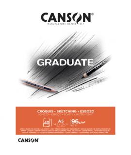 Canson Graduate Sketch Bloc Encolado de 40 Hojas A5 - 96g - Grano Fino - Color Blanco