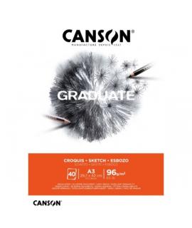 Canson Graduate Sketch Bloc Encolado de 40 Hojas A3 - 96g - Grano Fino - Color Blanco
