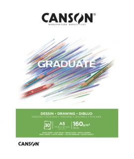 Canson Graduate Dibujo Bloc Encolado de 30 Hojas A5 - 160g - Grano Fino - Color Blanco Natural