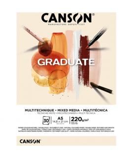 Canson Graduate Mix Media Bloc Encolado de 30 Hojas A5 - 220g - Grano Fino - Color Ocre
