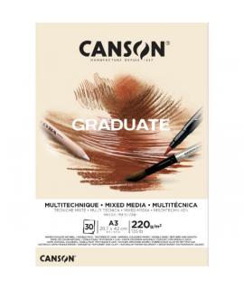 Canson Graduate Mix Media Bloc Encolado de 30 Hojas A3 - 220g - Grano Fino - Color Ocre