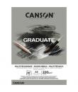 Canson Graduate Mix Media Bloc Encolado de 30 Hojas A5 - 220g - Grano Fino - Color Gris