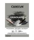 Canson Graduate Mix Media Bloc Encolado de 30 Hojas A3 - 220g - Grano Fino - Color Gris