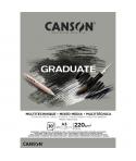 Canson Graduate Mix Media Bloc Encolado de 30 Hojas A3 - 220g - Grano Fino - Color Gris