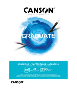Canson Graduate Acuarela Bloc Encolado de 20 Hojas A5 - 250g - Grano Fino - Color Blanco