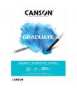 Canson Graduate Acuarela Bloc Encolado de 20 Hojas A4 - 250g - Grano Fino - Color Blanco