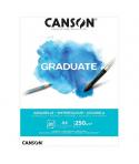 Canson Graduate Acuarela Bloc Encolado de 20 Hojas A4 - 250g - Grano Fino - Color Blanco