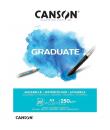 Canson Graduate Acuarela Bloc Encolado de 20 Hojas A3 - 250g - Grano Fino - Color Blanco