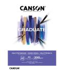 Canson Graduate Mix Media Bloc Encolado de 20 Hojas A5 de 200g - Grano Fino - Color Blanco