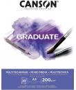Canson Graduate Mix Media Bloc Encolado de 20 Hojas A3 de 200g - Grano Fino - Color Blanco
