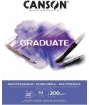 Canson Graduate Mix Media Bloc Encolado de 20 Hojas A3 de 200g - Grano Fino - Color Blanco
