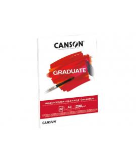 Canson Graduate Oleo & Acrilico Bloc Encolado de 20 Hojas A3 - 290g - Grano Fino - Color Blanco