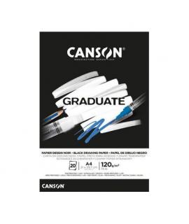 Canson Graduate Black Bloc Encolado de 20 Hojas A5 - 120g - Grano Fino - Color Negro