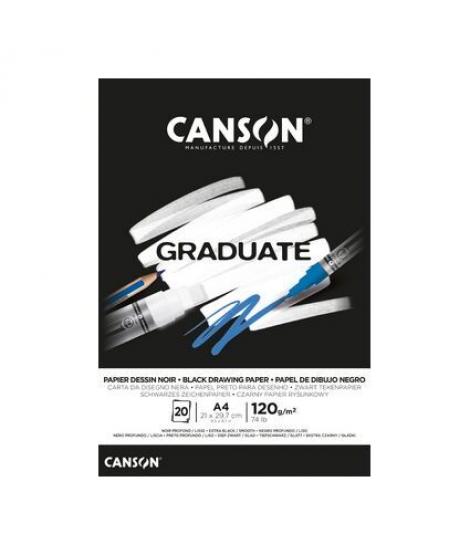 Canson Graduate Black Bloc Encolado de 20 Hojas A5 - 120g - Grano Fino - Color Negro