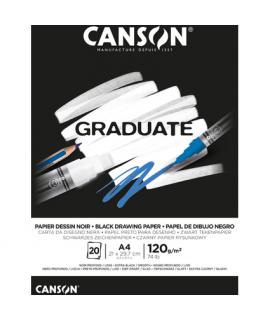 Canson Graduate Black Bloc Encolado de 20 Hojas A4 - 120g - Grano Fino - Color Negro