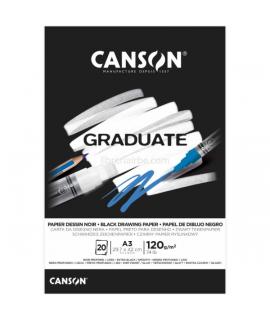 Canson Graduate Black Bloc Encolado de 20 Hojas A3 - 120g - Grano Fino - Color Negro