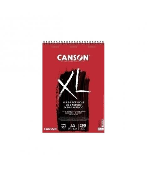 Canson XL Oleo & Acrilico Album Espiral de 30 Hojas A3 - 290g - Grano Fino - Color Blanco