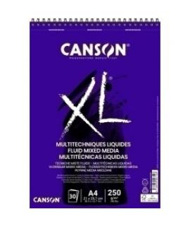 Canson XL Mix Media Fluido Album Espiral de 30 Hojas A4 - 250g - Grano Fino - Color Blanco