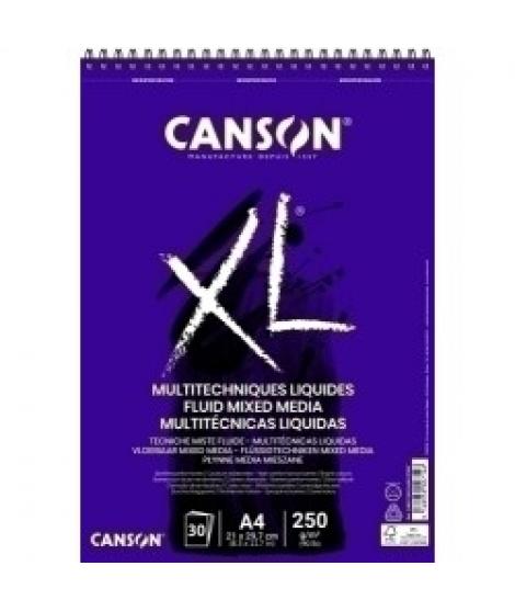 Canson XL Mix Media Fluido Album Espiral de 30 Hojas A4 - 250g - Grano Fino - Color Blanco