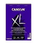 Canson XL Mix Media Fluido Album Espiral de 30 Hojas A4 - 250g - Grano Fino - Color Blanco
