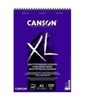 Canson XL Mix Media Fluido Album Espiral de 30 Hojas A3 - 250g - Grano Fino - Color Blanco