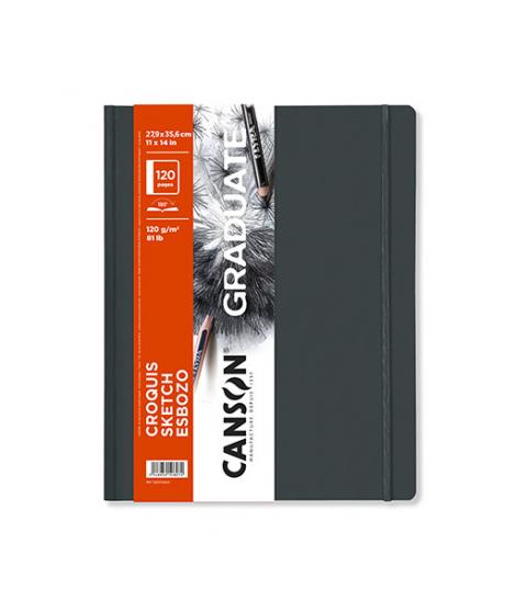 Canson Graduate Sketch Cuaderno con 60 Hojas - 27.9x35.6cm - 120g - Grano Fino - Tapa Dura - Color Blanco