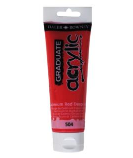 Daler Rowney Graduate Pintura Acrilica - Tubo de Plastico - 120ml - Color Rojo de Cadmio Profundo