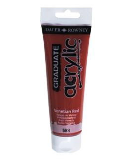 Daler Rowney Graduate Pintura Acrilica - Tubo de Plastico - 120ml - Color Rojo Veneciano
