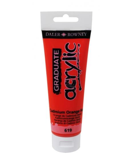 Daler Rowney Graduate Pintura Acrilica - Tubo de Plastico - 120ml - Color Naranja de Cadmio