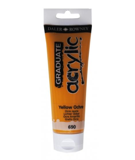 Daler Rowney Graduate Pintura Acrilica - Tubo de Plastico - 120ml - Color Ocre Amarillo