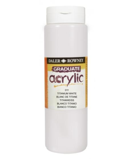 Daler Rowney Graduate Pintura Acrilica - Botella de Plastico - 500ml - Color Blanco Titanio