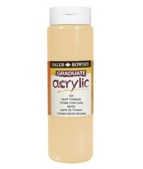 Daler Rowney Graduate Pintura Acrilica - Botella de Plastico - 500ml - Color Titanio Buff